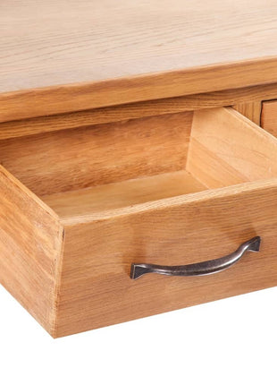 Wandtafel Met 2 Lades 83X30X73 Cm Massief Eikenhout Wit
