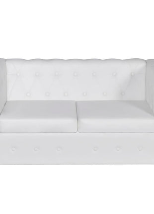 Tweezitsbank Chesterfield-Stijl Kunstleer Wit