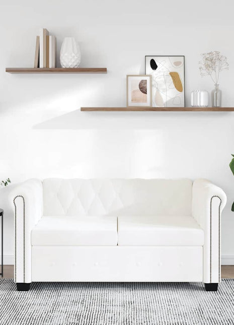 Tweezitsbank Chesterfield-Stijl Kunstleer Wit