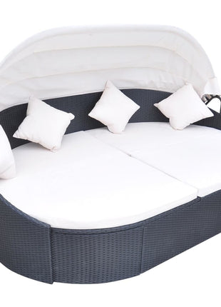Loungebed Met Luifel Poly Rattan