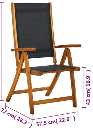 Tuinstoelen inklapbaar 2 st massief acaciahout en textileen