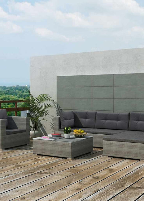 Loungeset Met Kussens Poly Rattan