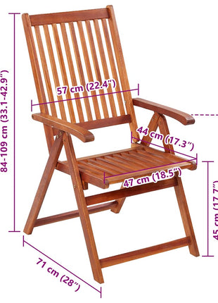 Tuinstoelen inklapbaar 2 st massief acaciahout bruin
