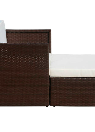 Tuinstoel met voetenbank poly rattan bruin