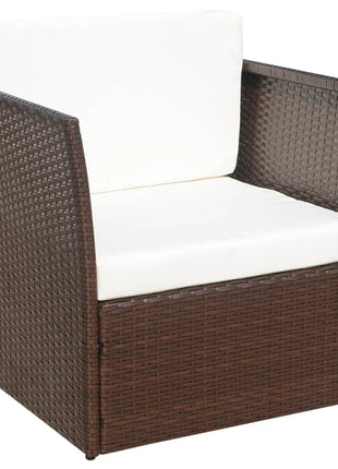 Tuinstoel met voetenbank poly rattan bruin