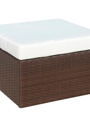 Tuinstoel met voetenbank poly rattan bruin