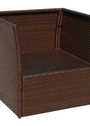 Tuinstoel met voetenbank poly rattan bruin