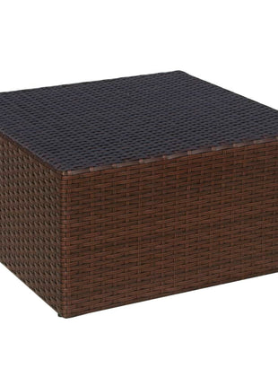 Tuinstoel met voetenbank poly rattan bruin