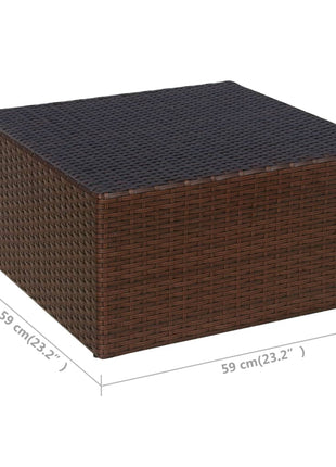 Tuinstoel met voetenbank poly rattan bruin