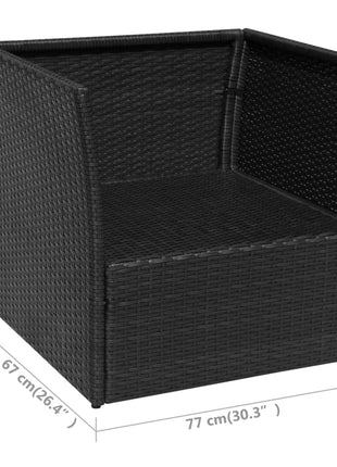 Tuinstoel met voetenbank poly rattan zwart