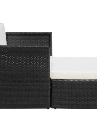 Tuinstoel met voetenbank poly rattan zwart