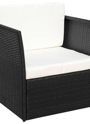 Tuinstoel met voetenbank poly rattan zwart