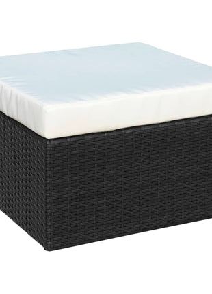 Tuinstoel met voetenbank poly rattan zwart