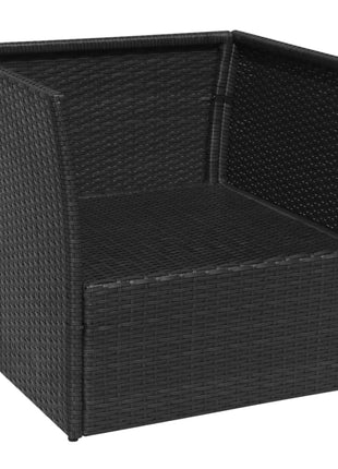 Tuinstoel met voetenbank poly rattan zwart