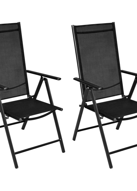 Tuinstoelen inklapbaar 2 st aluminium en textileen zwart