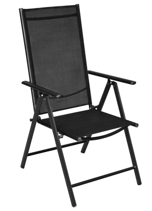 Tuinstoelen inklapbaar 2 st aluminium en textileen zwart