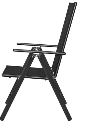 Tuinstoelen inklapbaar 2 st aluminium en textileen zwart