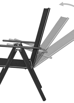 Tuinstoelen inklapbaar 2 st aluminium en textileen zwart