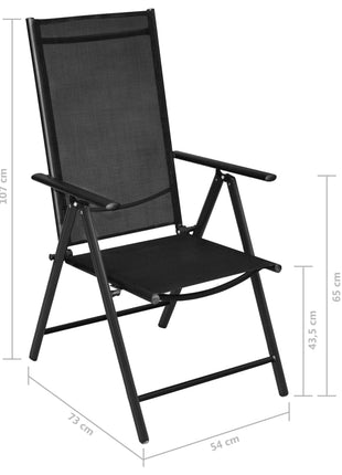 Tuinstoelen inklapbaar 2 st aluminium en textileen zwart
