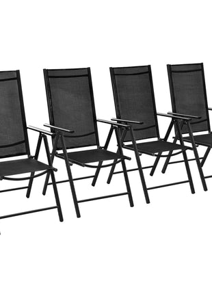 Tuinstoelen inklapbaar 4 st aluminium en textileen zwart