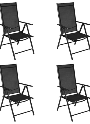 Tuinstoelen inklapbaar 4 st aluminium en textileen zwart