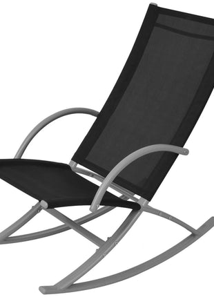 Tuinschommelstoelen 2 st staal en textileen zwart