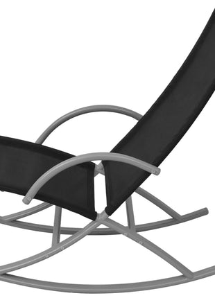 Tuinschommelstoelen 2 st staal en textileen zwart