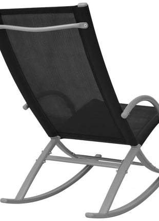 Tuinschommelstoelen 2 st staal en textileen zwart