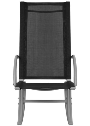 Tuinschommelstoelen 2 st staal en textileen zwart