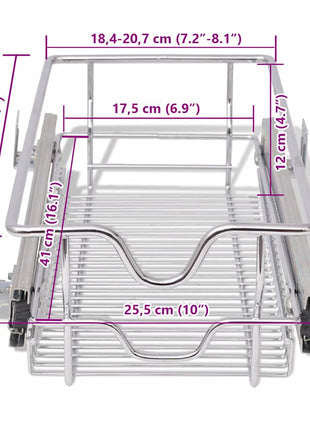 Draadmanden uittrekbaar 2 st 300 mm zilverkleurig