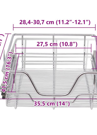 Draadmanden uittrekbaar 2 st 400 mm zilverkleurig
