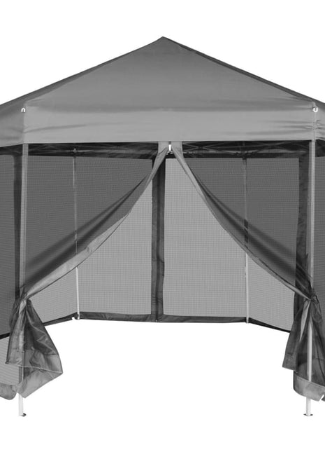 Partytent Pop-Up Zeshoekig Met 6 Zijwanden 3,6X3,1 M