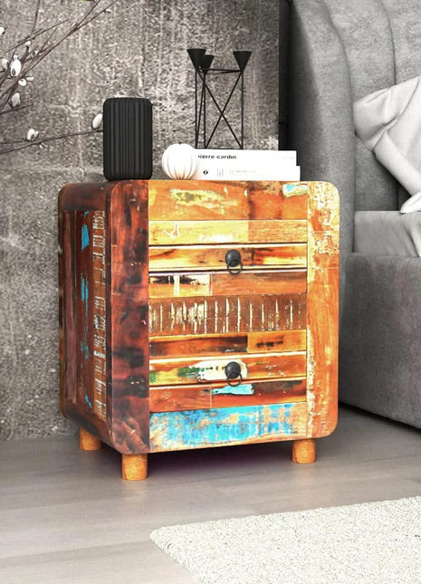 Nachtkastje 43X33X51 Cm Massief Gerecycled Hout