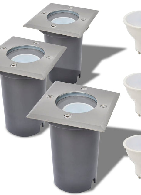LED-Grondspots buiten 3 stuks vierkant