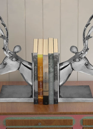 Boekensteunen Herten 2 Stuks Aluminium Zilver