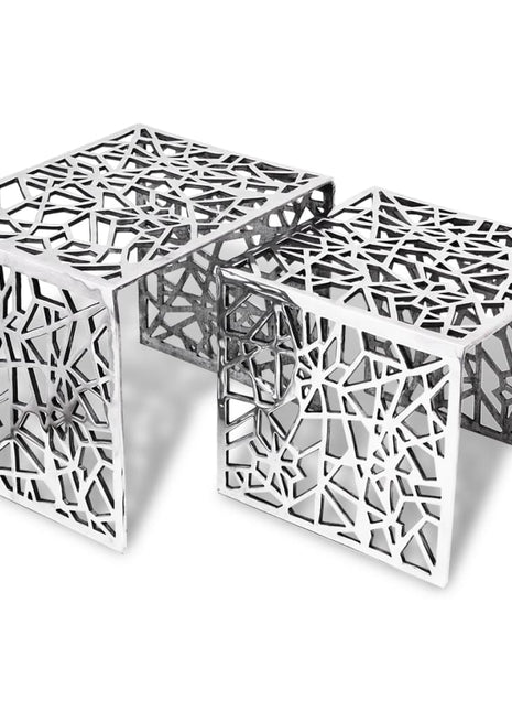 Bijzettafels 2 Stuks Vierkant Aluminium Zilver