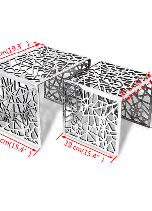 Bijzettafels 2 Stuks Vierkant Aluminium Zilver