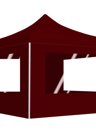 Partytent inklapbaar met wanden 3x3 m aluminium wijnrood