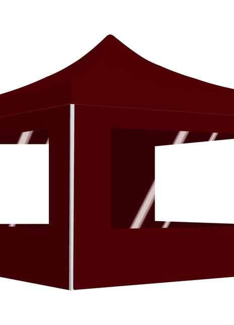 Partytent inklapbaar met wanden 3x3 m aluminium wijnrood