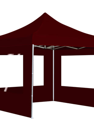 Partytent inklapbaar met wanden 3x3 m aluminium wijnrood