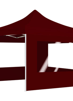 Partytent inklapbaar met wanden 3x3 m aluminium wijnrood