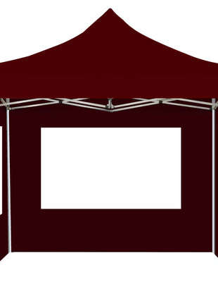 Partytent inklapbaar met wanden 3x3 m aluminium wijnrood