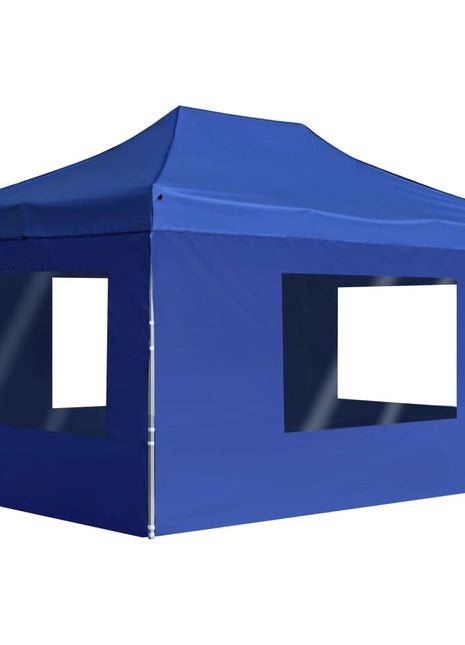 Partytent inklapbaar met wanden 4,5x3 m aluminium blauw