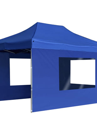 Partytent inklapbaar met wanden 4,5x3 m aluminium blauw