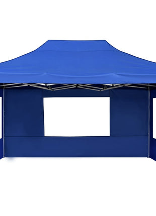 Partytent inklapbaar met wanden 4,5x3 m aluminium blauw