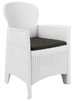 Tuinstoel 2 st met kussen rattan-look kunststof wit
