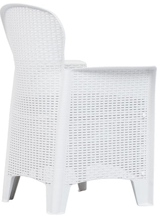 Tuinstoel 2 st met kussen rattan-look kunststof wit
