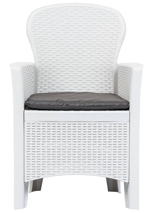 Tuinstoel 2 st met kussen rattan-look kunststof wit