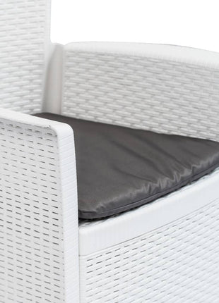 Tuinstoel 2 st met kussen rattan-look kunststof wit
