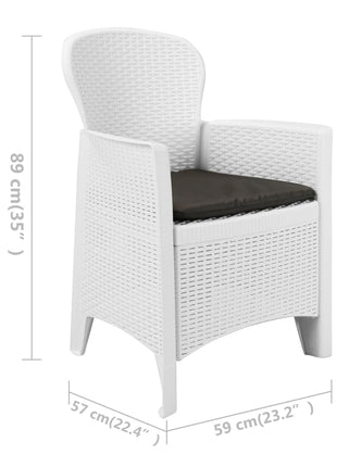 Tuinstoel 2 st met kussen rattan-look kunststof wit